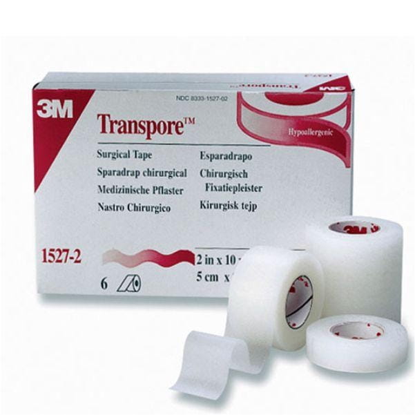 3M Transpore Surgical Tape, Hypoallergenic, Transparent